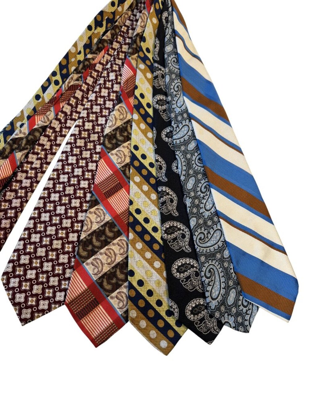 Lot Of 6 Vintage Ties 1950s-70s Assorted Patterns & Colors Silk & Polyester